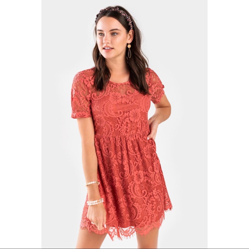 DENESSA LACE BABYDOLL MINI DRESS